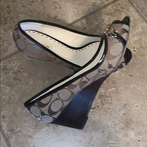Brown Coach wedge pump